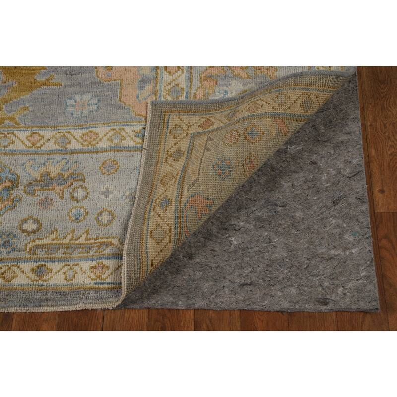 Hand Knotted Oriental 100% Wool Carpet Transitional All-Over Navy Blue & Blues Oushak Area Rug - 9' 11'' X 8' 1''