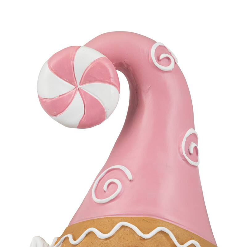 Christmas Gnome Holding Gingerbread Snowflake Cookie Decoration - 11.5" - Pink