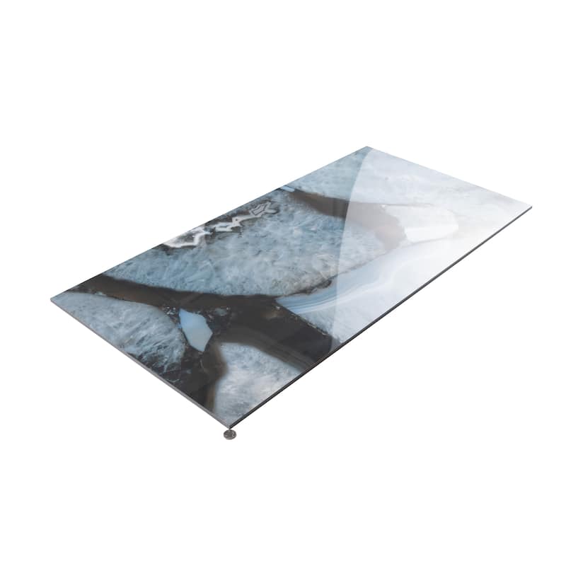 Splendor 24x48 Icy Blue Porcelain Large Format Geode Agate Wall and Floor Tile (15.5 sq ft/case) - 2 Pack