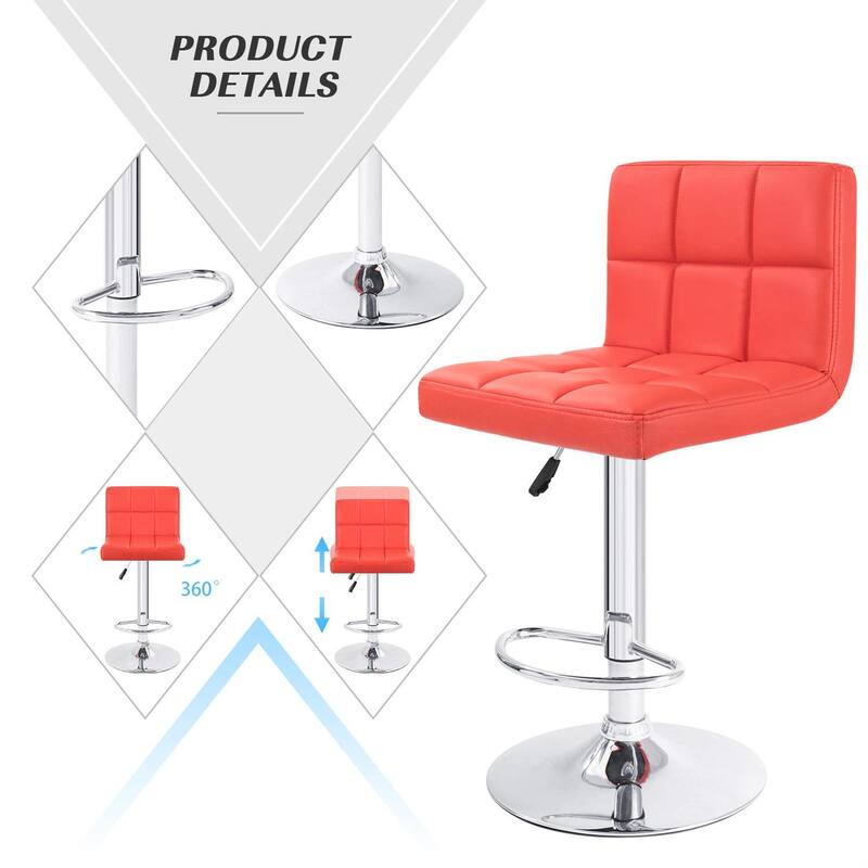 Bar Stools Adjustable Armless Swivel PU Leather Barstools Set of 2