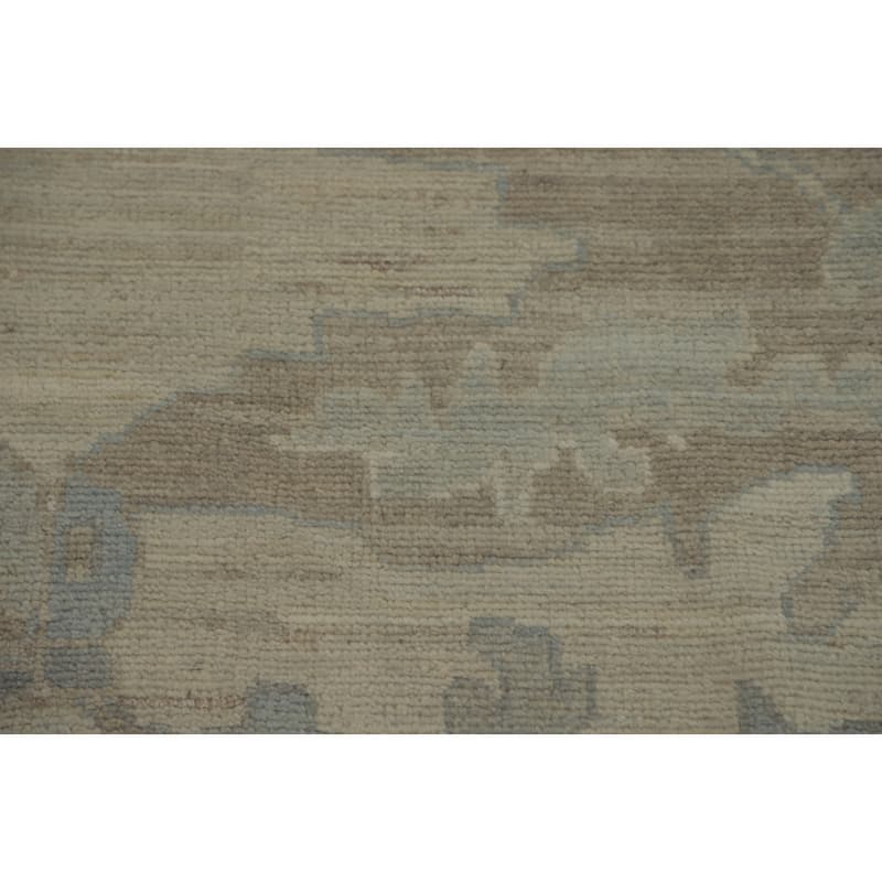 Earth Tone Wool Oushak Vegetable Dye Large Rug, Floral Geometric Carpet - 13' 10'' X 10' 0''