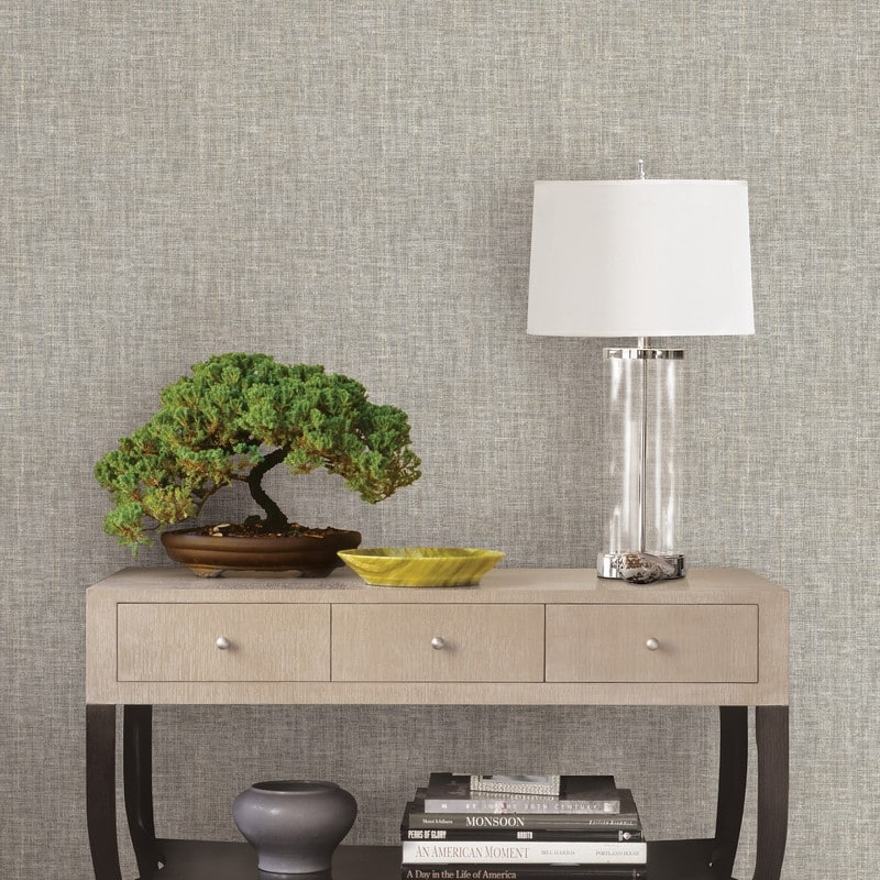 Brewster Sampson Grey Oasis Wallpaper - 20.5in x 396in x 0.025in