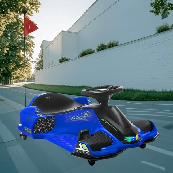 slide 2 of 11, Electric Drifting Car, Battery Powered Ride On Go-Kart for Kids, 12V, 5 MPH, Adjustable Speed, Music, and Lights, for Ages 8-12 Blue