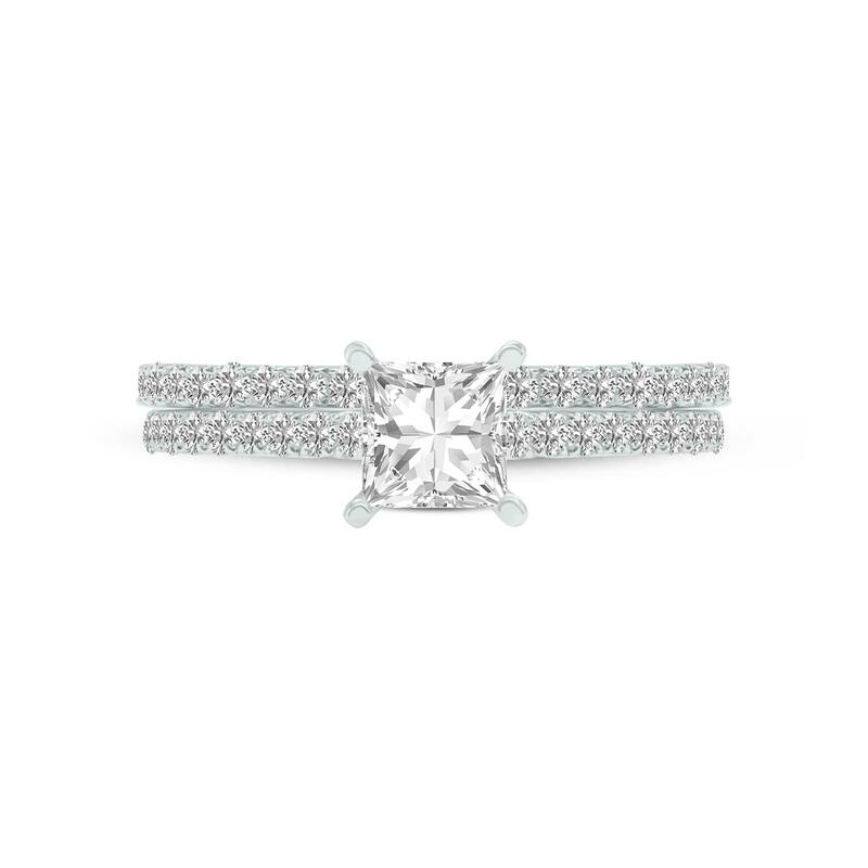 Marquee 1.80 CTW Center Princess Cut Lab Grown Diamond Engagement Ring Set in 14Karat White Gold