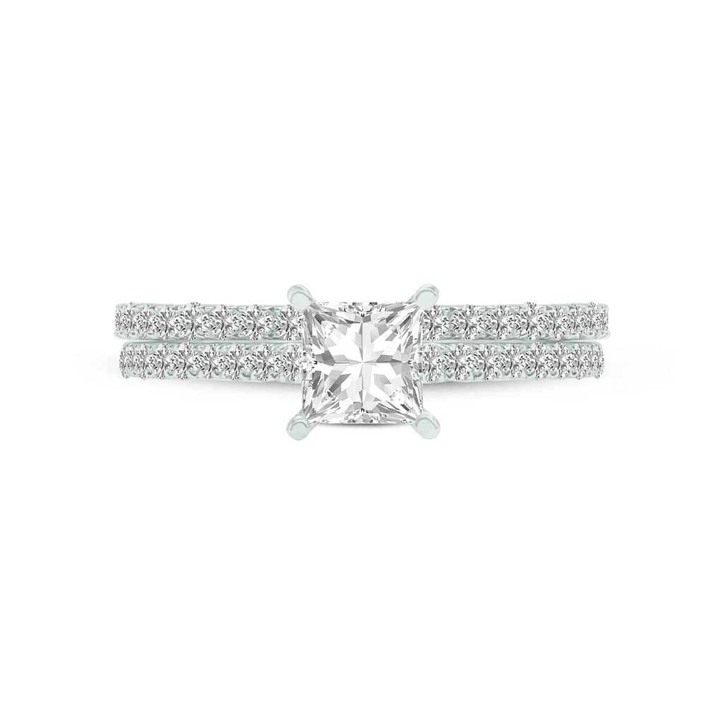 Marquee 1.80 CTW Center Princess Cut Lab Grown Diamond Engagement Ring Set in 14Karat White Gold