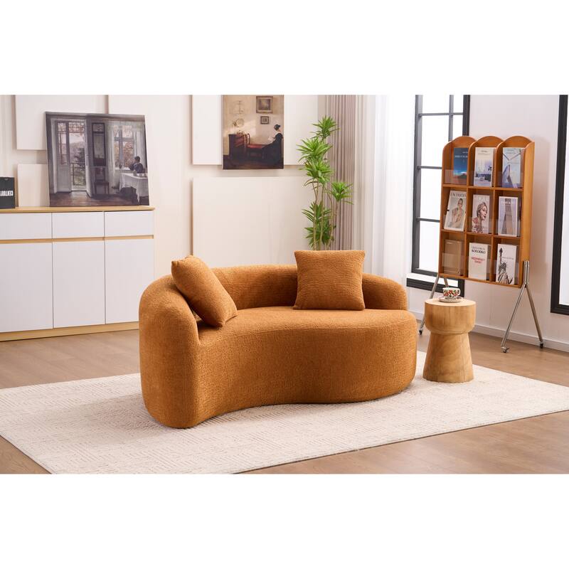 S-Curved Dual-Depth Chenille Sofa Compact, No Assembly