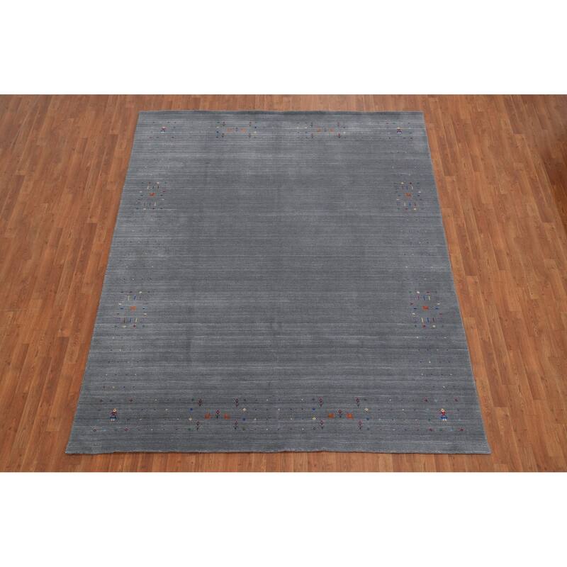 Hand Knotted Oriental 100% Wool Carpet Tribal Tribal Greys & Charcoal Gabbeh Area Rug - 10' 1'' X 8' 3''