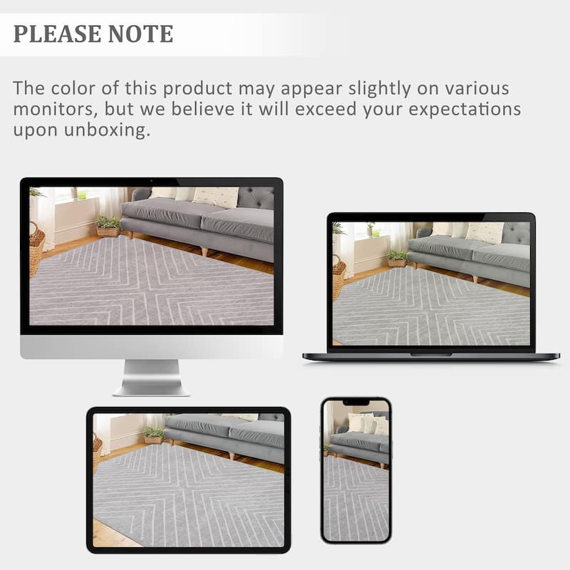 Modern Geometric Area Rug Farmhouse Stripe Area Rug Living Room Stain Resistant Non-Slip Carpet for Bedroom Dining Room