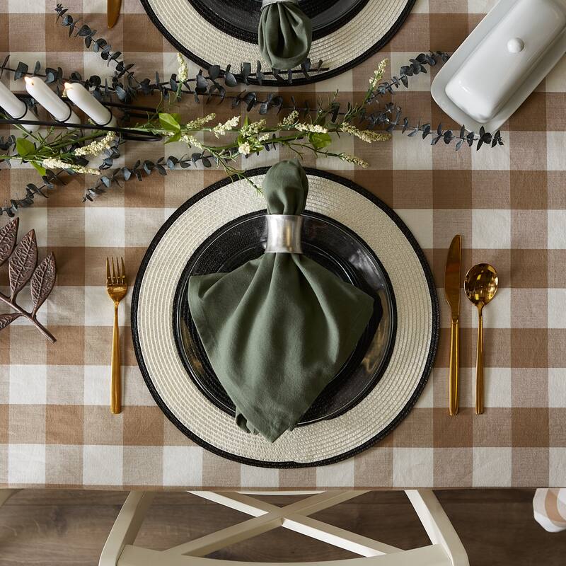 DII Stonewash Blue Buffalo Check Tablecloth