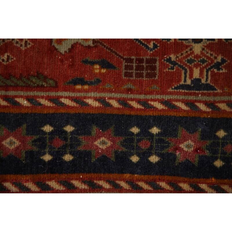 Shiraz Kashkoli Persian Vintage Runner Rug Handmade Wool Carpet - 3'3"x 9'9"