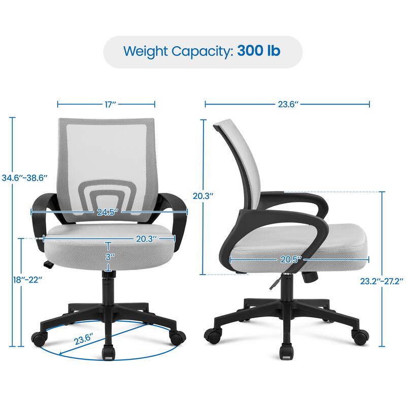 Yaheetech Adjustable Ergonomic Office Chair MidBack Mesh Swivel Chair