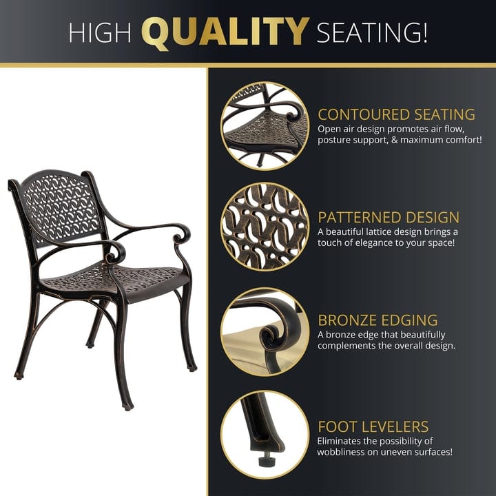 Kinger Home Harmon 5Piece Cast Aluminum Outdoor Dining with Cushions