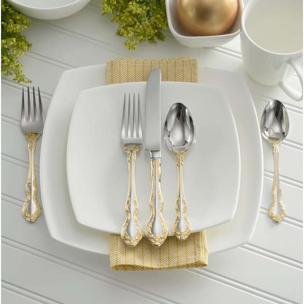 Oneida Golden Mandolina 45 Piece Fine Flatware Set, Service For 8