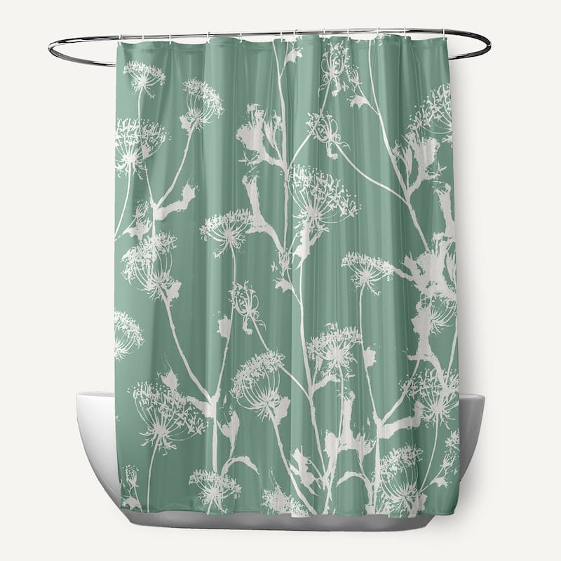 Windy Blossom Shower Curtain - Green