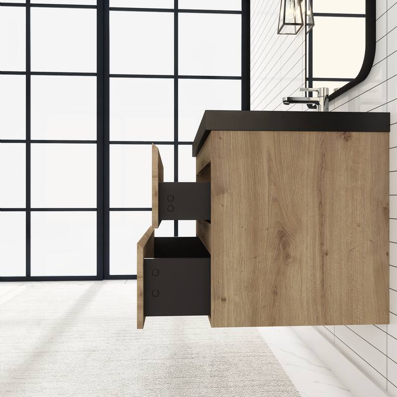 Floating Bathroom Vanity with Quartz Sand Top
