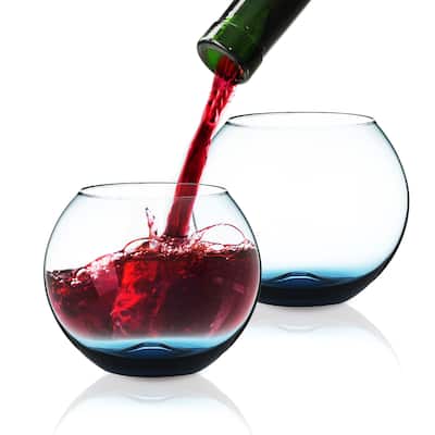 Berkware Set of 2 Sparkling Colored Stemless Wine Glass