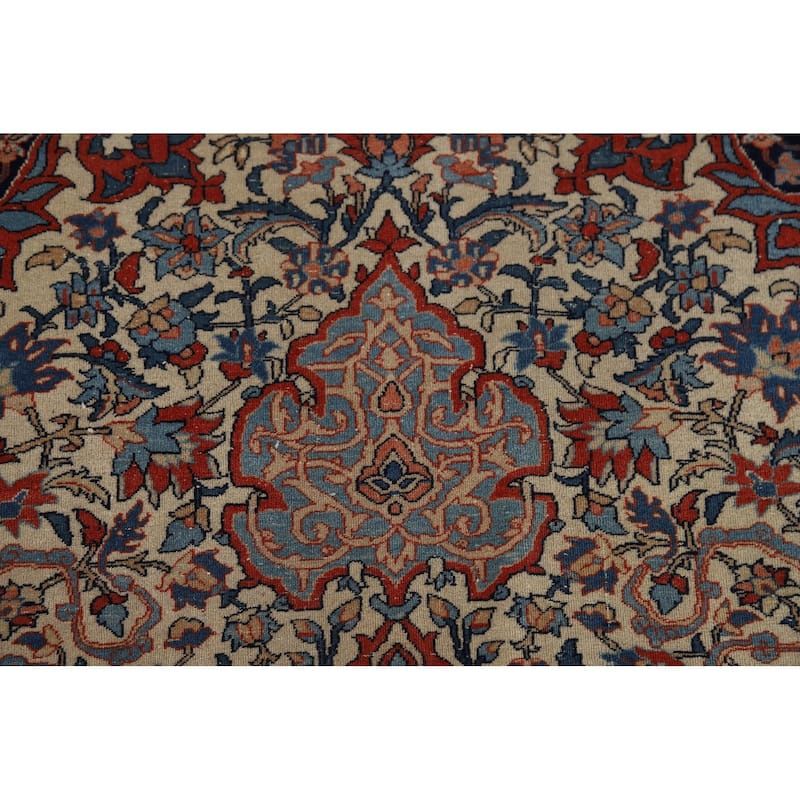 Pre-1900 Antique Isfahan Vegetable Dye Persian Rug Handmade Wool Carpet - 4'7" x 6'7"