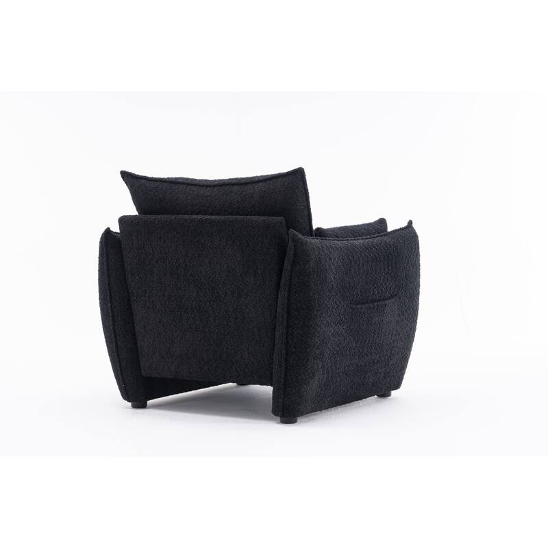 Chenille Sharp-Angle Accent Chairs with Steel Frame and Tool-Free Assembly