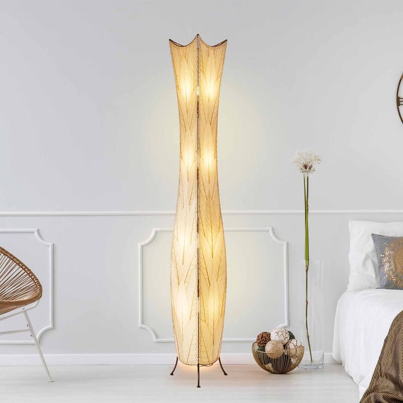 Eangee Handmade Flowerbud Giant Floor Lamp, Cocoa Leaves Shade, 13 x 13 x 72 in.