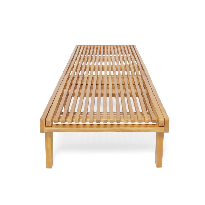 Modern Wooden Reclining Chair with Adjustable Backrest, Breathable Slatted Chaise Lounge Chair for Sunbathing