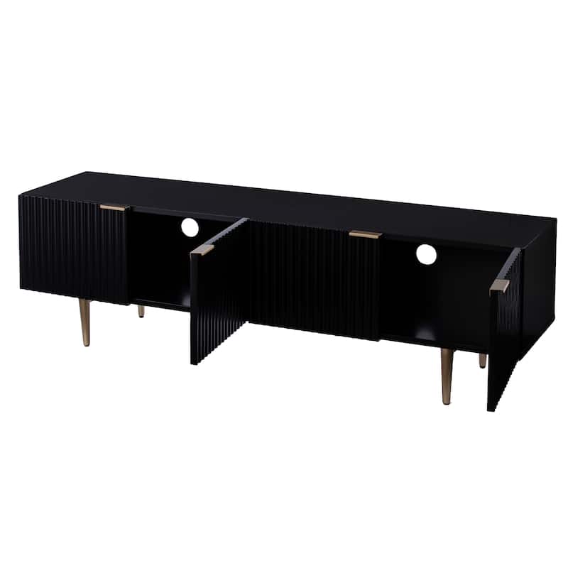 SEI Furniture Parkglen Contemporary Ribbed Wood Media TV Stand for TV's up to 58"