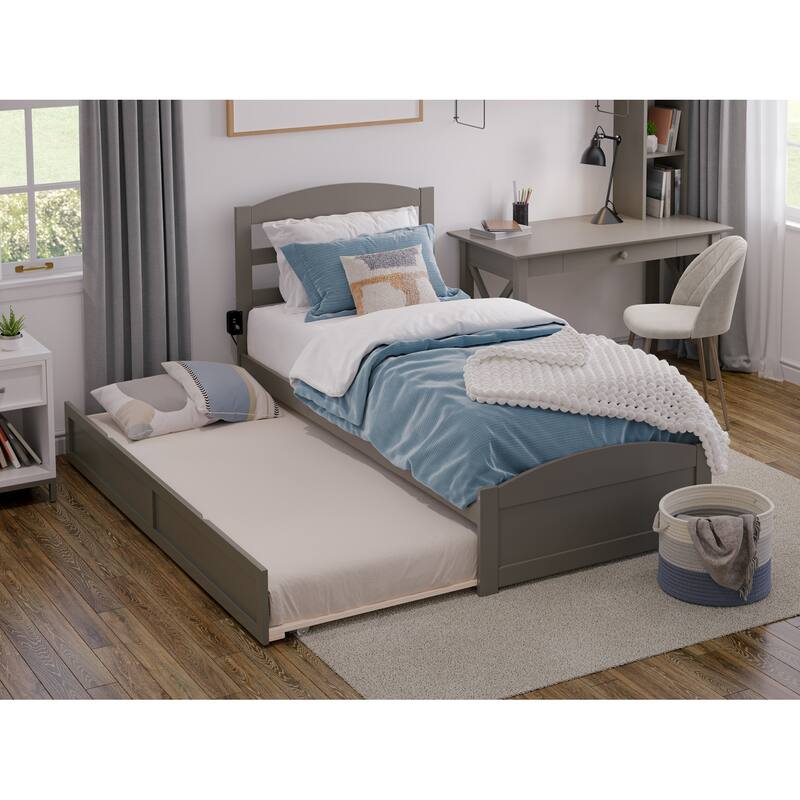 Warren Solid Wood Platform Bed with Footboard and Twin XL Trundle