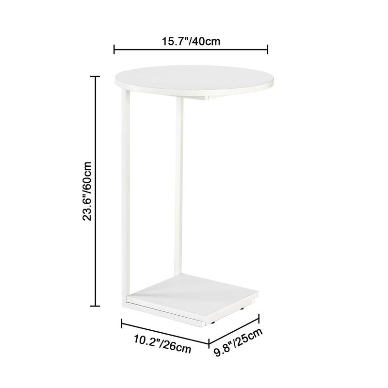 C Table End Table, Couch Table That Slide Under, Sofa Side Table in Living Room, White