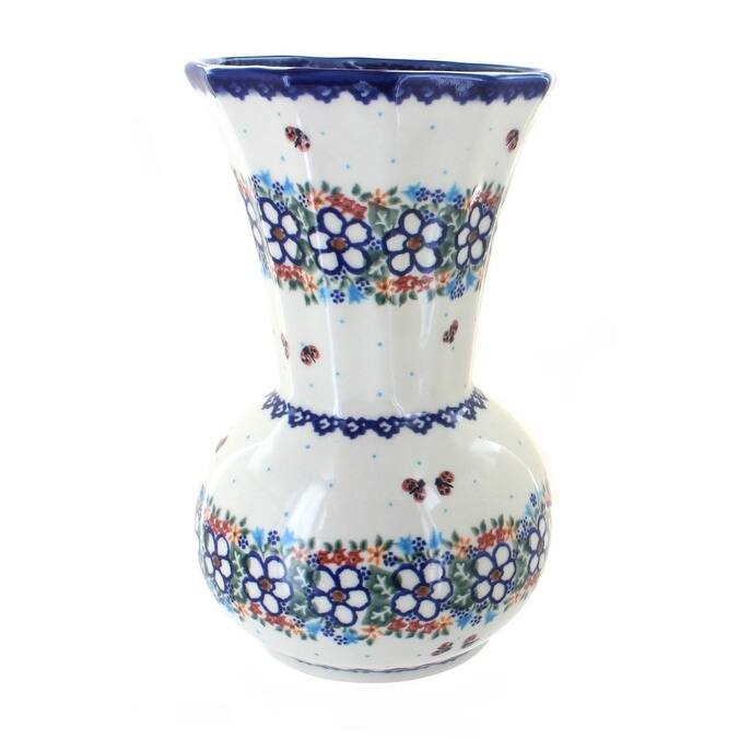 Blue Rose Polish Pottery 142 Vena Vase - Scarlett