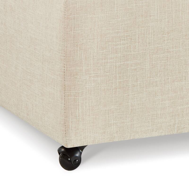 Entryway Footrest Seat with Solid Wood Frame and Swivel Casters, Upholstered Seat, Indoor Bench Storage Bench