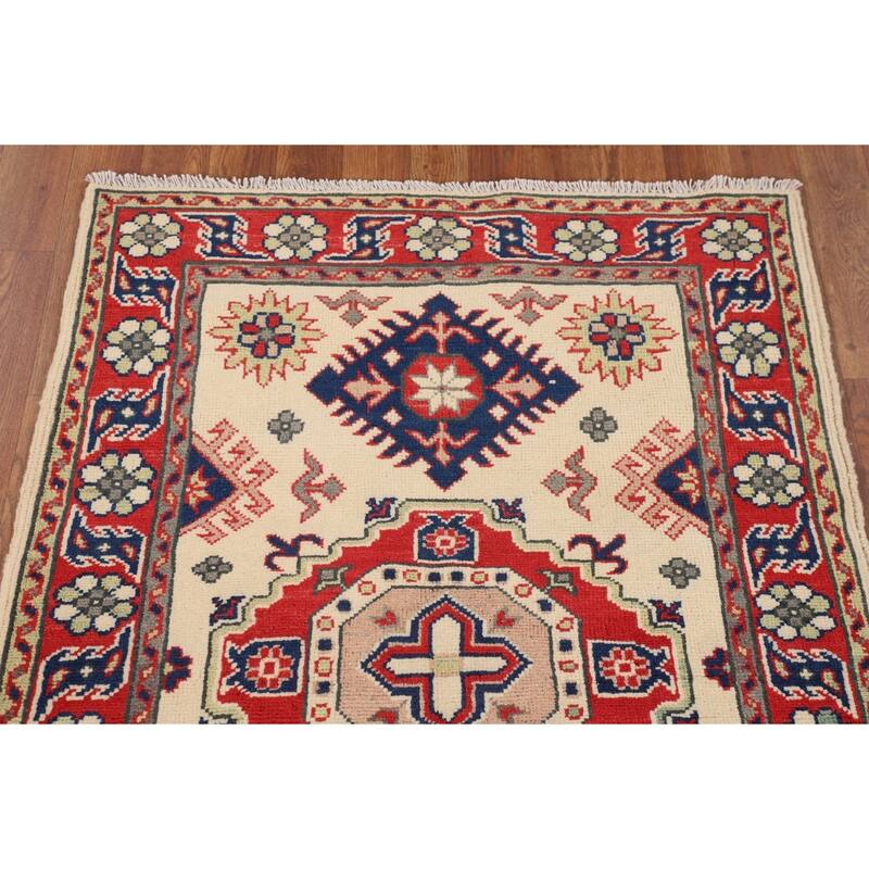 Kazak Foyer Rug Hand-Knotted Traditional Wool Carpet - 2'11" x 4'0"