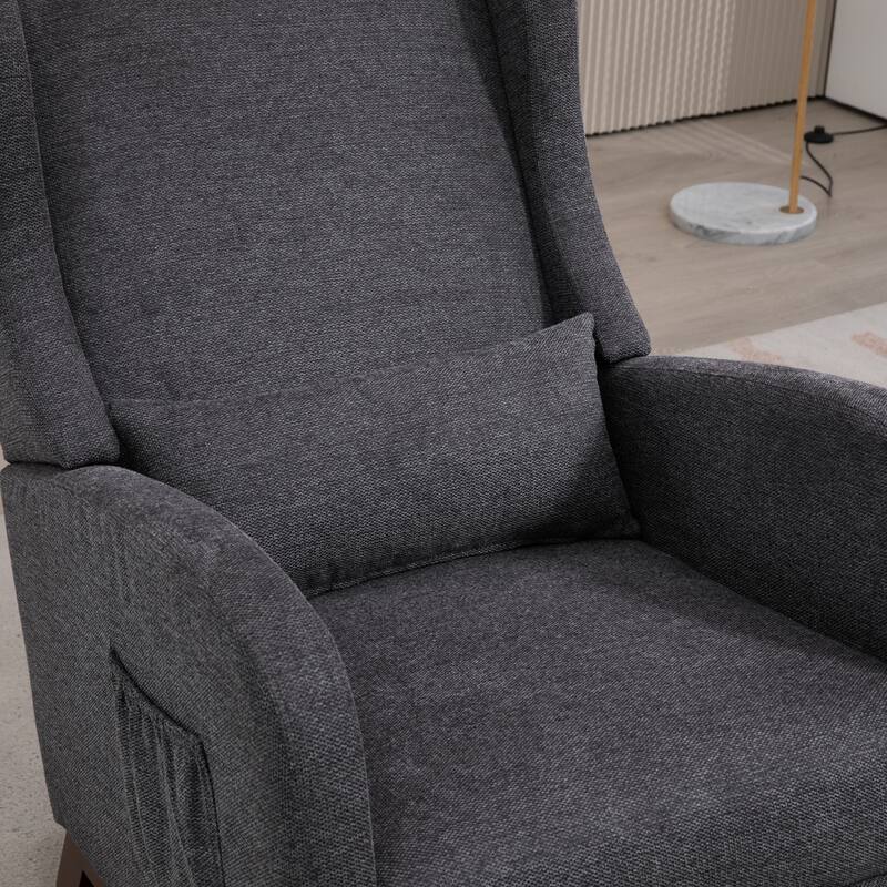 High back Upholstered Accent Rocking Chair Nursery Chair With Retractable Footrest