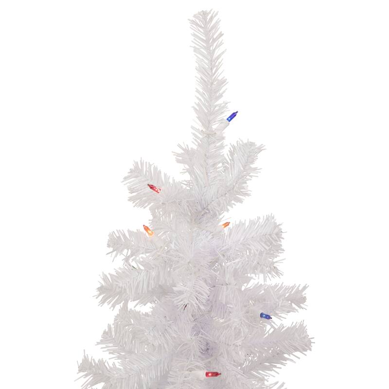 3' Woodbury White Pine Slim Artificial Christmas Tree, Multi Lights - 3 Foot