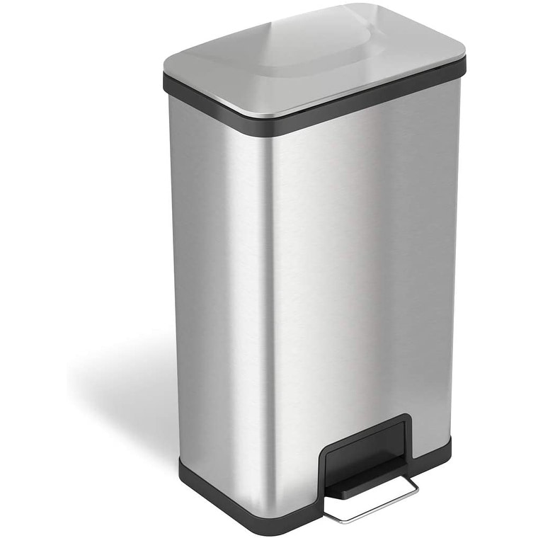 Modern 6.6 Gallon Large Round Kitchen Trash Can in Stainless Steel with  Opening