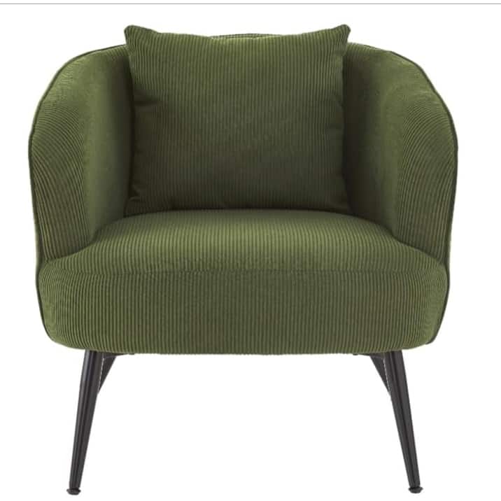 US Pride Furniture Modern Channel Corduroy Velvet Accent Chair with Black Metal Legs