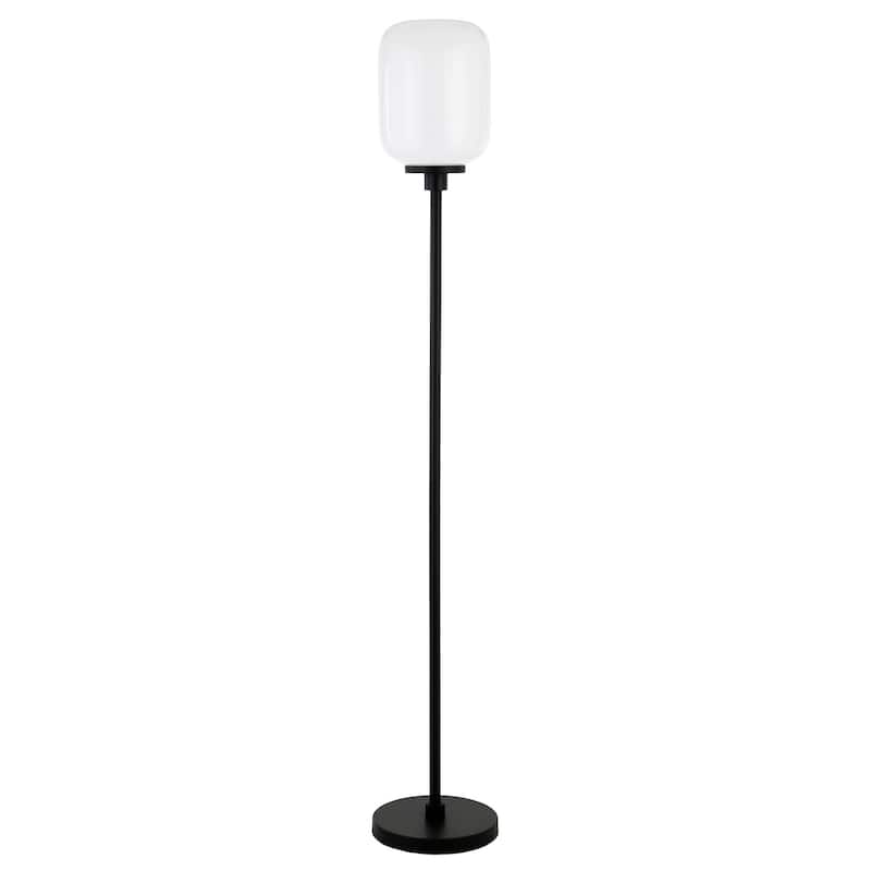 HomeRoots 69" Black Novelty Floor Lamp With White Frosted Glass Globe Shade - 69" Tall
