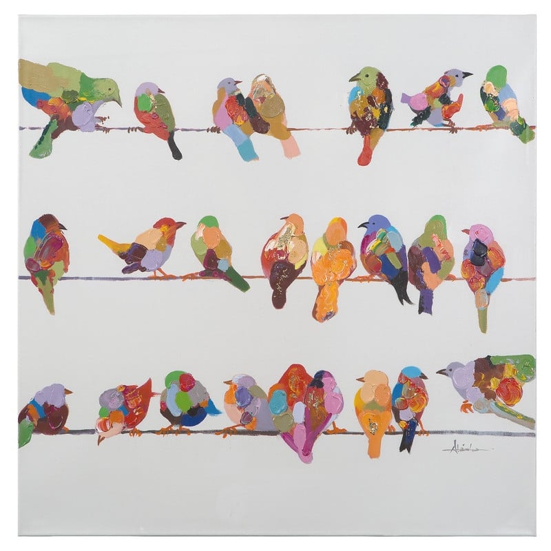 Yosemite Home Decor 'Birds on a Wire II' Original Hand-painted Wall Art - multi