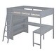 preview thumbnail 7 of 16, Gray Full Solid Wood Loft Bed with Desk & Shelf