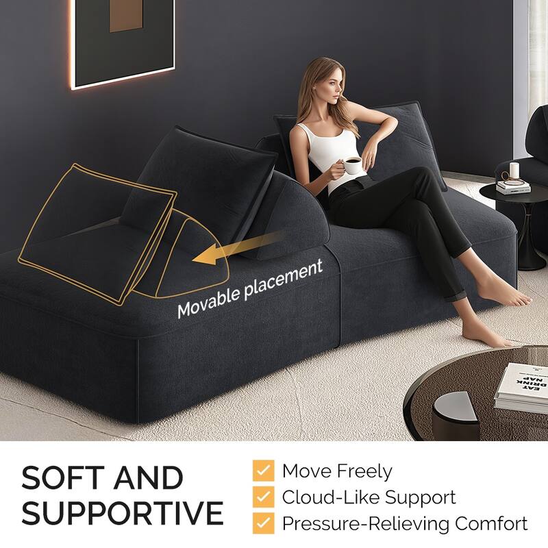 Luxury Oversized Modular Sectional Sofa,139" Chenille Upholstered Couch with Removable Backrests, Convertible Chaise Lounge