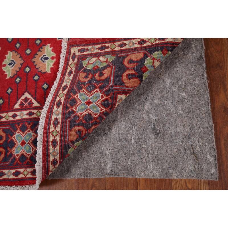 Geometric Red Kazak Oriental Foyer Rug Hand-Knotted Wool Carpet - 3'3" x 4'9"