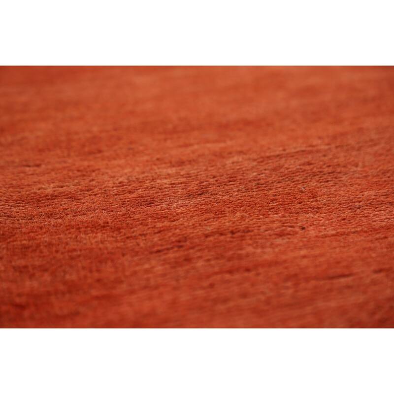 Orange Modern Gabbeh Oriental Area Rug Hand-Knotted Wool Carpet - 4'11" x 6'7"