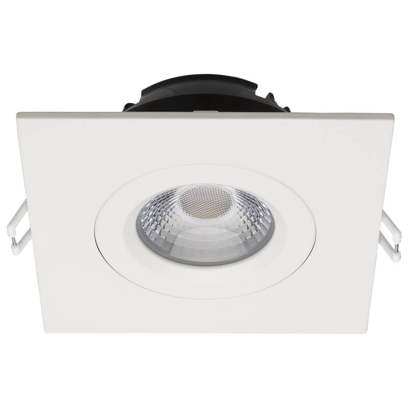 12W LED Direct Wire Downlight Gimbaled 4In CCT Selectable Square Remote Driver White 850L