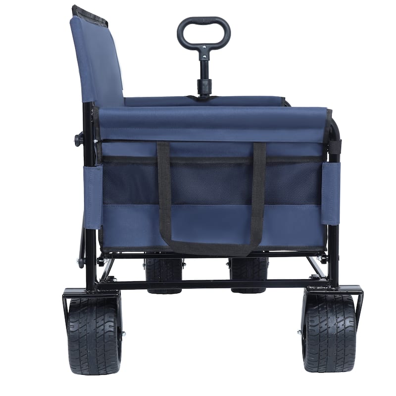 3-In-1 Convertible Folding Wagon Cart With Bench Seat & Storage-500lbs Heavy-Duty Utility Wagon,180l Capacity All-Terrain Wheels