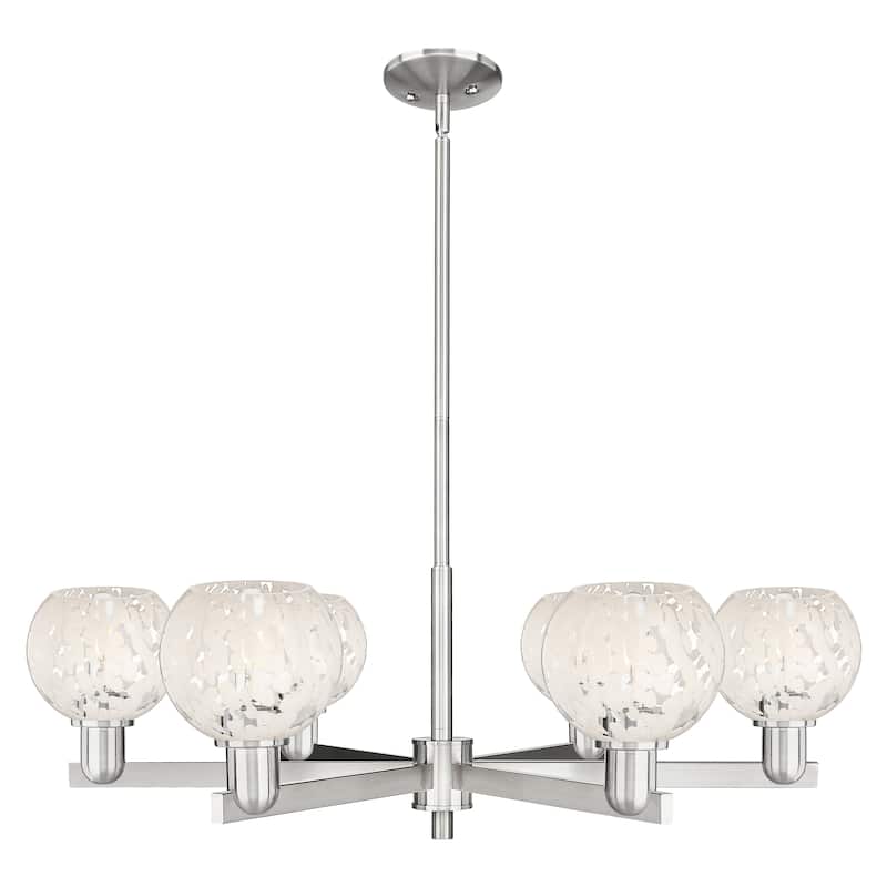 Innovations Lighting Endless Possibilities Arcadia - White Mouchette - 6 Light 36" Stem Hung Chandelier - Satin Nickel