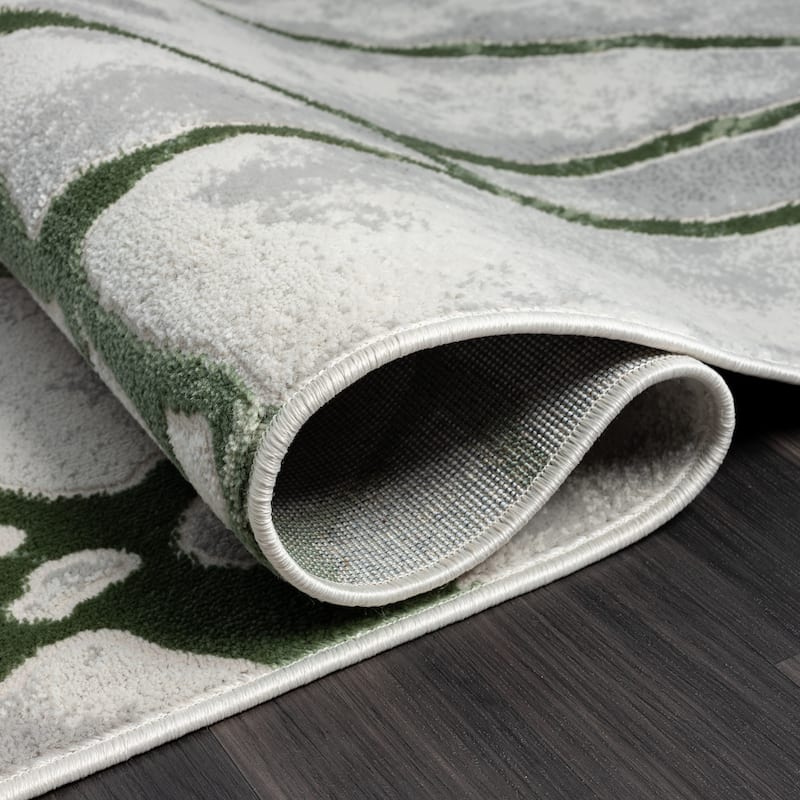 Abani Atlas Collection ATL200B Contemporary Web Grey Green Area Rug