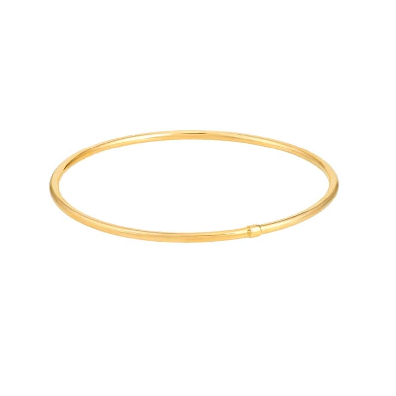 Curata 14k Yellow Gold 8" 2.35mm Plain Round Tube Stackable Bangle Bracelet