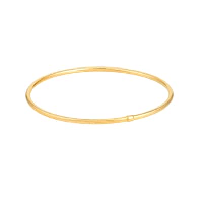 Curata 14k Yellow Gold 8" 2.35mm Plain Round Tube Stackable Bangle Bracelet