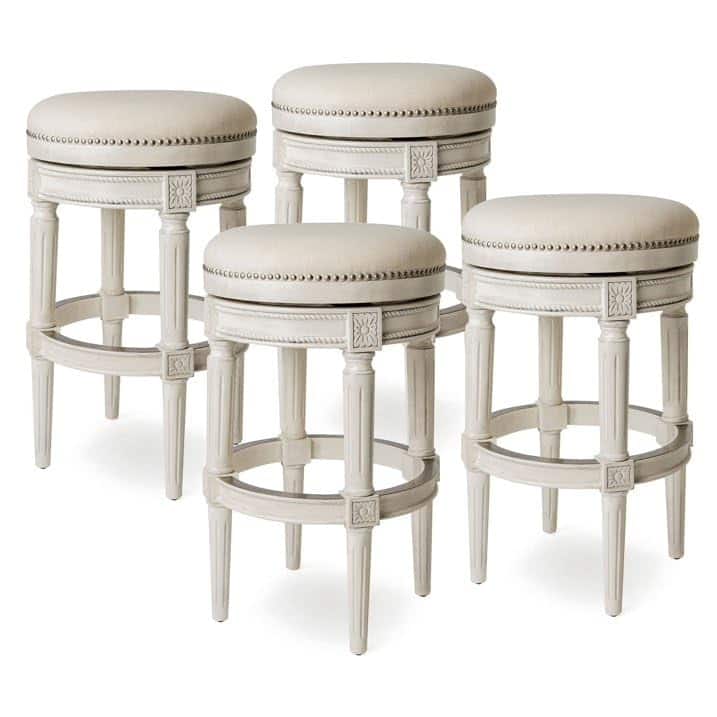 Maven Lane Pullman Backless Swivel Kitchen Stool - Set of 4 - White Oak - Bar Height
