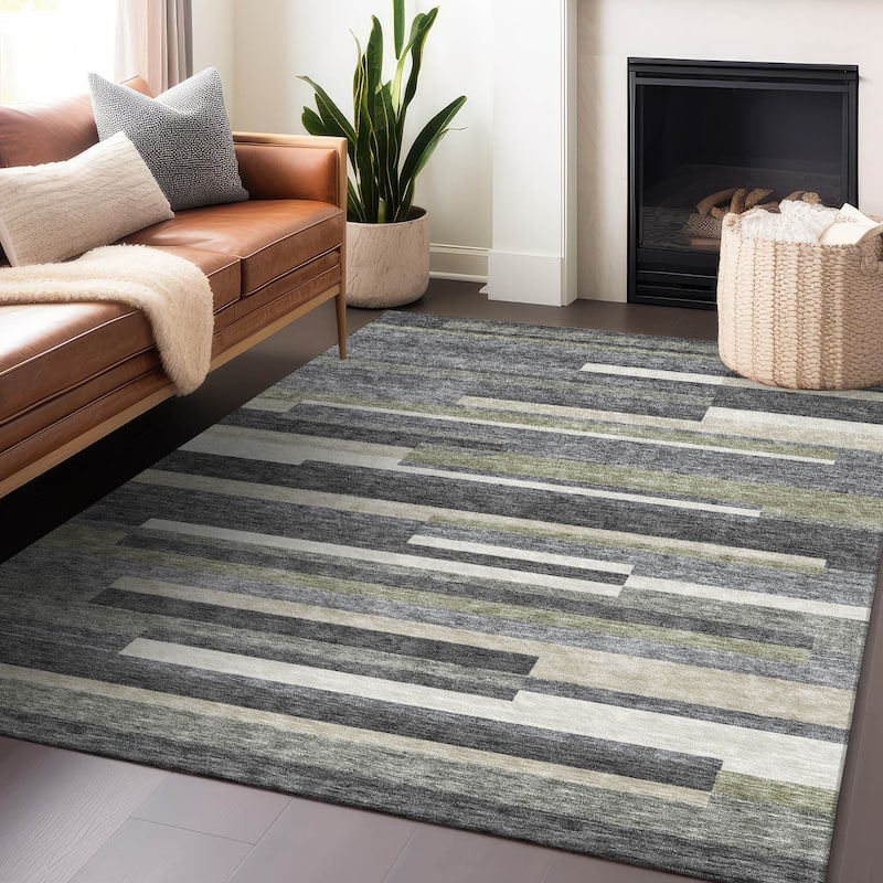 Premium Washable Super Soft Stripes Stacked Mayfield Rug