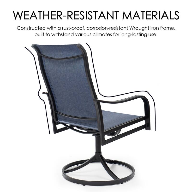 Kozyard 2Packs Patio Swivel Dining Chairs Swivel Chairs Breathable Textilene Rocker Chair for Lawn Porch Garden Deck