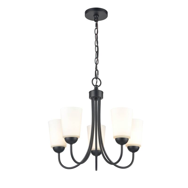 Millennium Lighting Ivey Lake 5 Light Chandelier in Multiple Finishes with Frosted Glass Shades